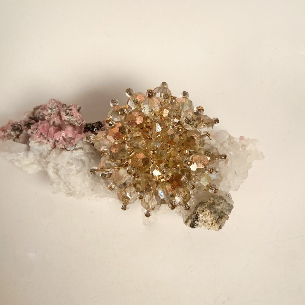 Starburst Beaded Rhinestone Brooch